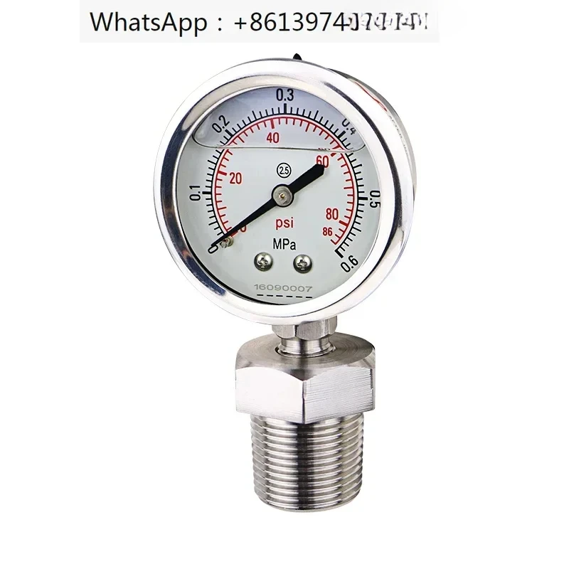 

Manometer 3/4in. NPT Male Threaded Daiphragm Pressure Gauge-SS304 Stainless Steel Membrane Gauge