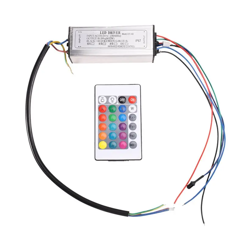 N96R AC85-265V 100W For RGB LED Driver Waterproof DC27-38V Power Supply With IR Remote Control For RGB LED Beads