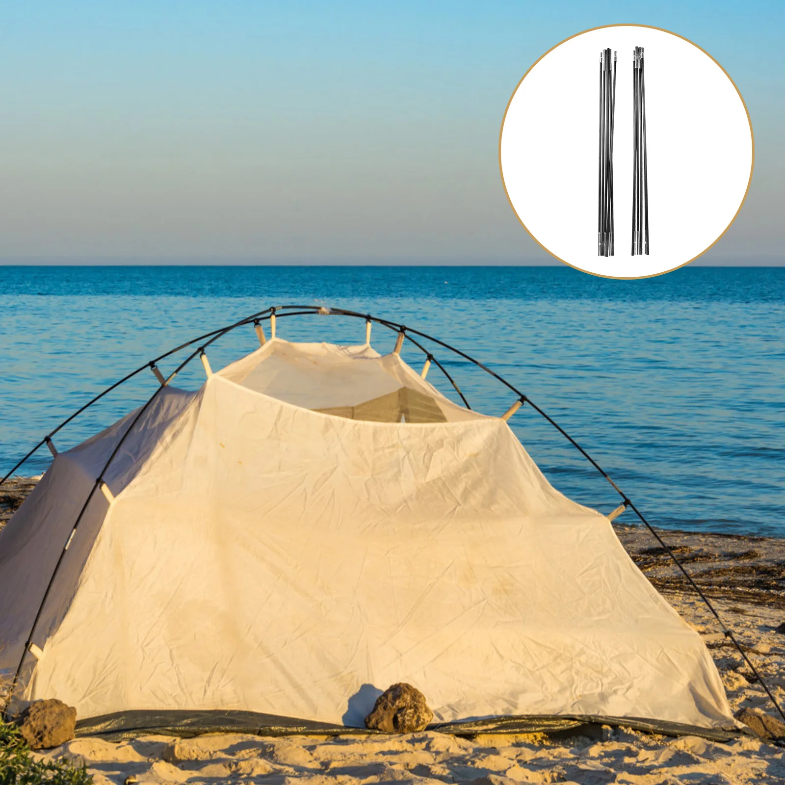 

1 set Tent Pole Accessories Fiberglass Camping Support Rods 7 Sections Outdoor Replacement Parts Stable Durable