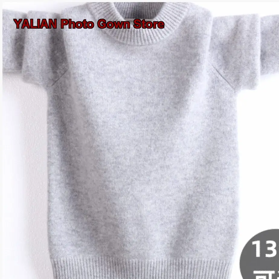 Girls Pullover Sweater Boys Autumn Winter Mock Neck Round Neck Pure Cashmere Knit Base Layer Top Toddler High Neck Kids