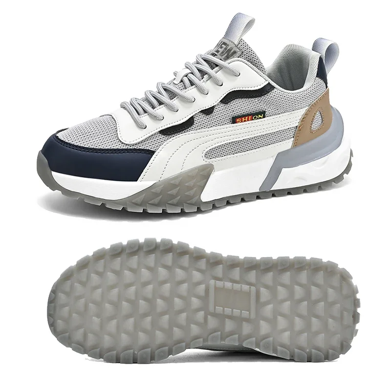 

Универсальные неуклюжие кроссовки на толстой подошве для мужчин, новинка 2023 года, трендовая дышащая повседневная спортивная обувь с сетчатой шнуровкой, увеличенная мягкая подошва