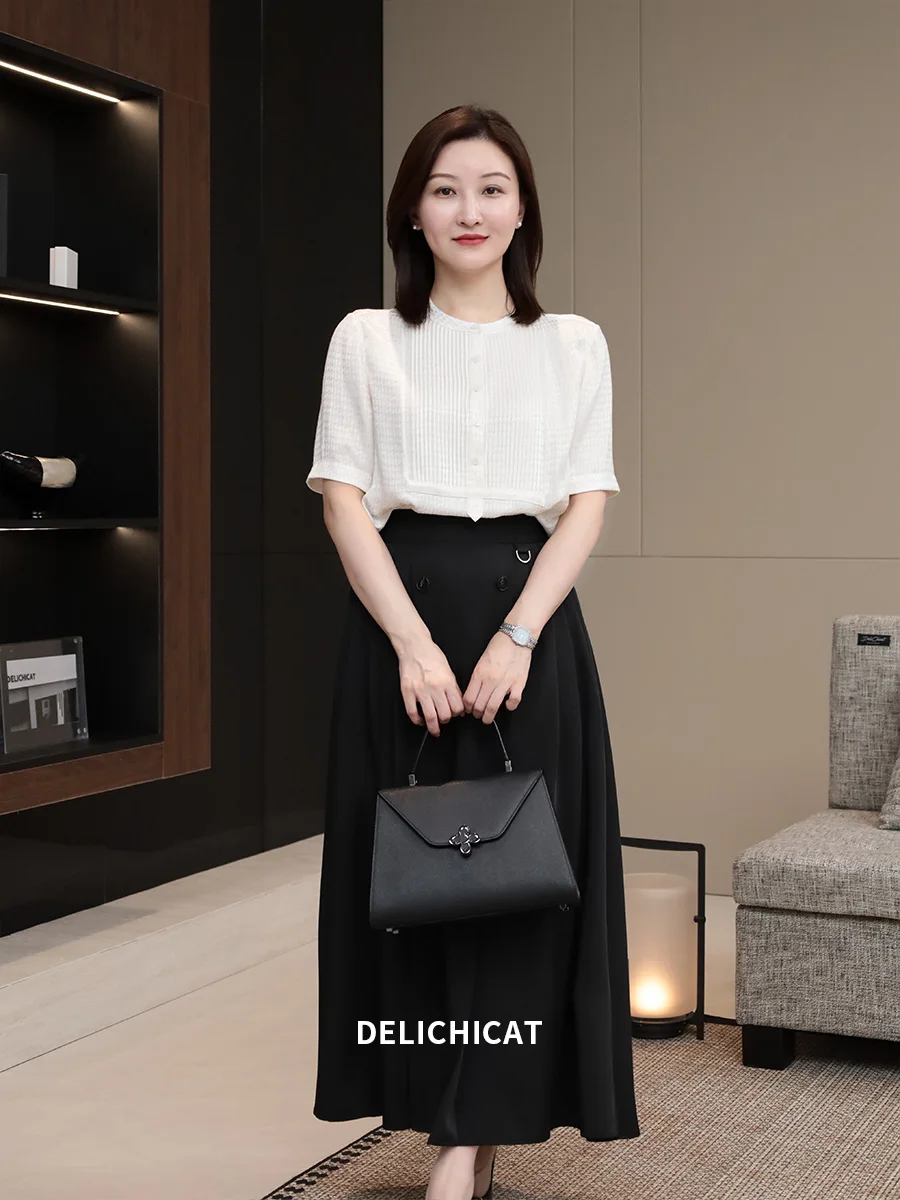 

CHI Copper Ammonia Rayon Women's irt Cool Feeling Tee-quarter Sve Tu Line Summer Faion Commute Sle Pure Color