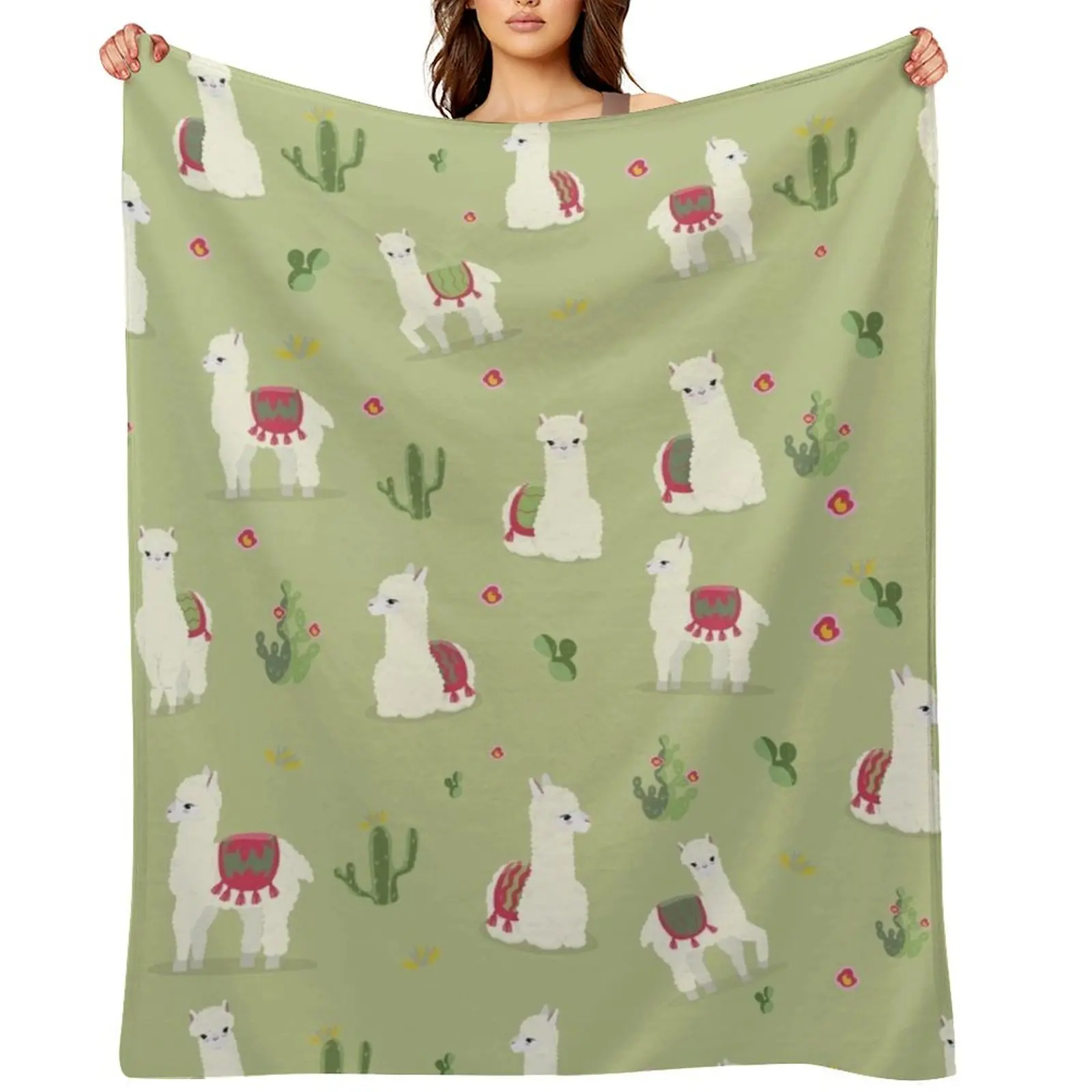 Cute pattern for Alpaca Throw Blanket Moving Hairys Kid'S Personalized Gift Blankets