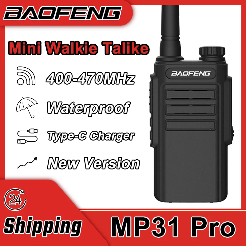 

Baofeng MP31 PRO Mini Walkie Talkie Waterproof Type-C UHF 400-470MHz VOX CTCSS/DCS 16CH Amateur Portable Long Range 2Way Radios