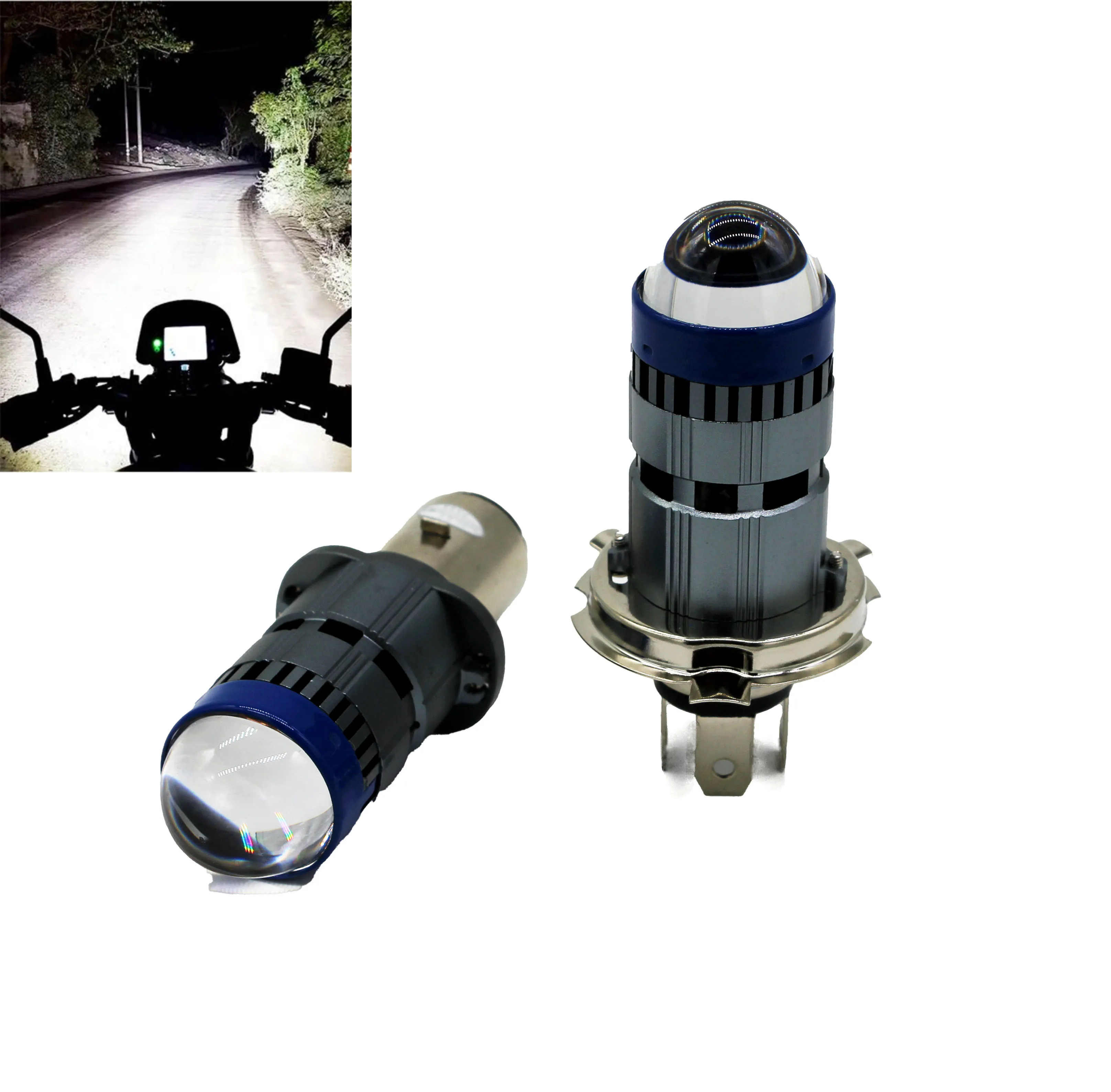 1X H4 HI/LW BA20D 3000lm Mini Projector Lens High Brightness Car Truck Motorcycle LED Headlamp Head Light Bulb 12V-80V