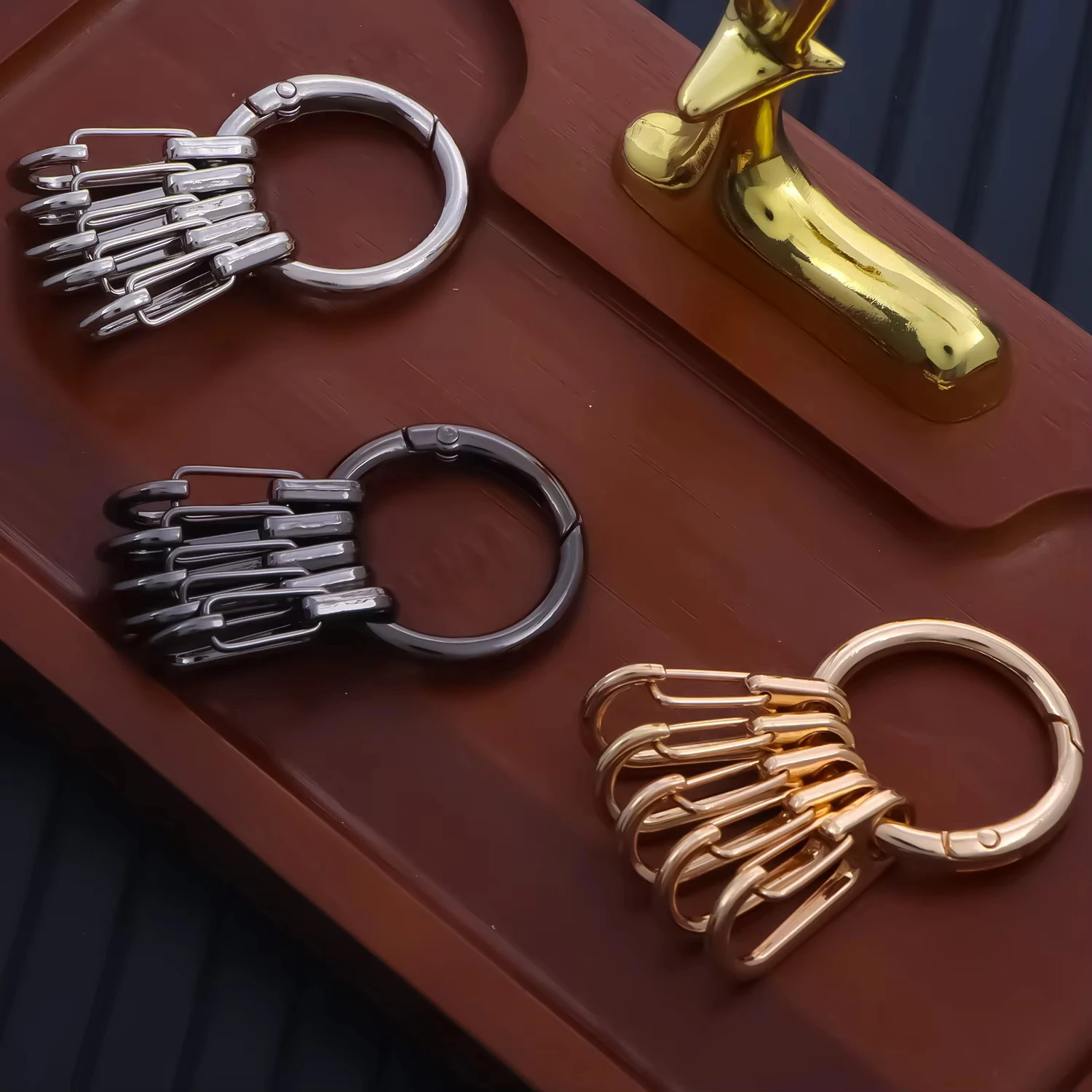 Round Spring Snap Carabiner Clip O Rings Swivel Trigger Hook Metal Clasps Keychain for Handbag Lanyards DIY Crafts