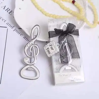 

20pcs creative gift musical note with drilling beer bottle opener gold and silver Wedding supplies favor party decoration