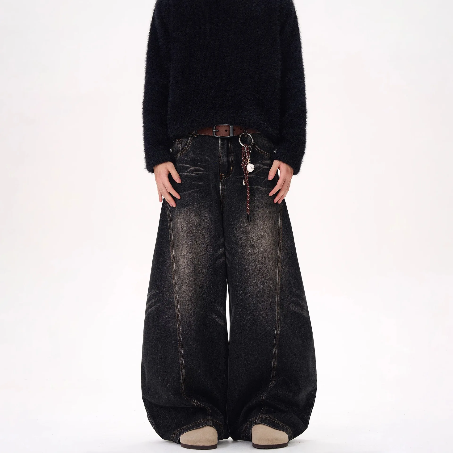 American High Street Retro Men's Jeans Fashion Casual Wide Leg Denim Pants Korean Baggy Jeans Streetwear Y2k Men Clothing