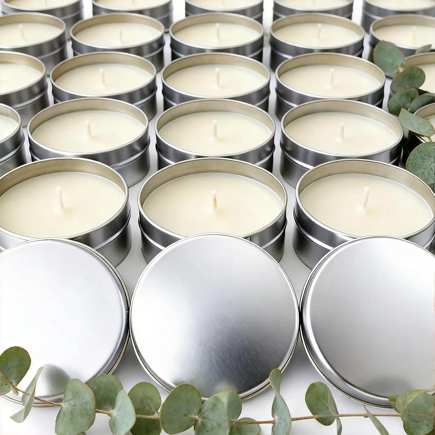 50 Pcs 2oz Bulk Mini Eucalyptus Scented Soy Candle Set, Wedding Favors for Guests, Bridal Shower & Housewarming Gifts, Party Favors, Natural Soy Wax, Perfect for Home Decor & Event Supplies