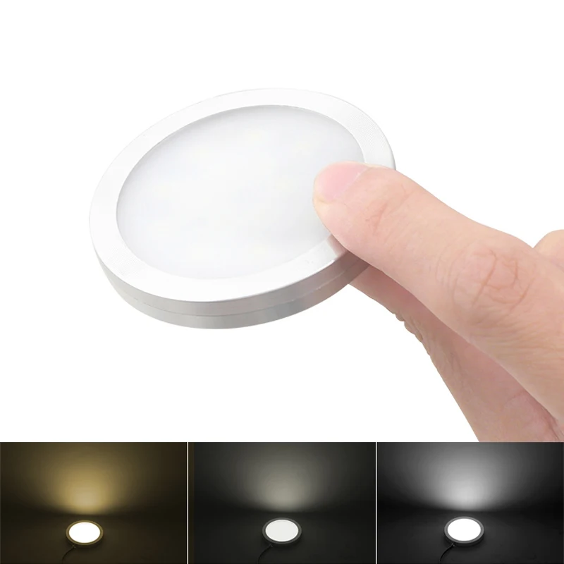 12pcs/lot Ultrathin 5W LED Spot Light Ceiling Surface Mounted T8MM DC12V Small Panel Lamps for Kitchen Showcase Display Cabinets