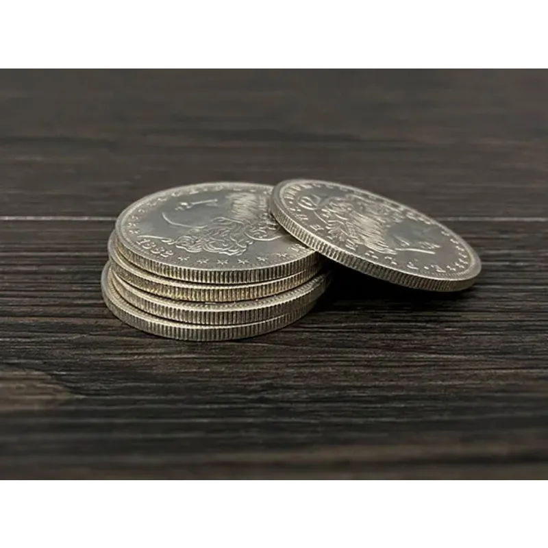 Conjunto de Moedas e Conchas Morgan Dollar (4 Moedas 1 Concha) Truques de Mágica Moeda Aparece Desaparece Mágica Ilusão de Close-Up Mentalismo