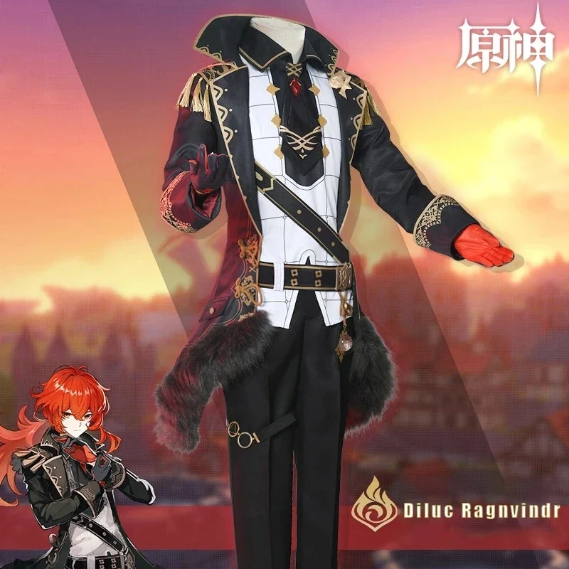 Genshin Impact Cosplay Uniform Diluc Ragnvindr Cosplay Costume Noble Outfit Diluc Games Uniform Cosplay Diluc suits clothes