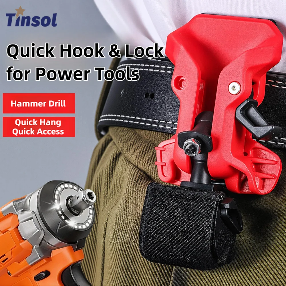 TINSOL Self-locking Cordless Drill Belt Clip Quick Release High-hardness Portable Tool Holder for Cordless Drills Power Tools