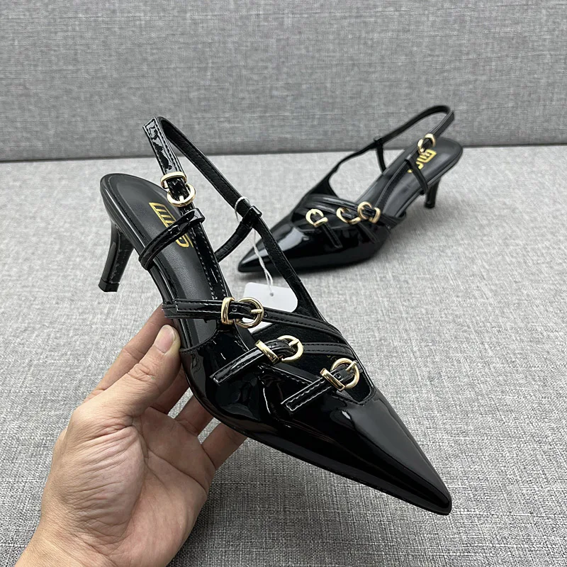 

Sandals for Women 2024 Summer New Pointed Toe Shallow Buckle Hollow High Heels Sexy Stiletto Fashion Party Women's Sandals