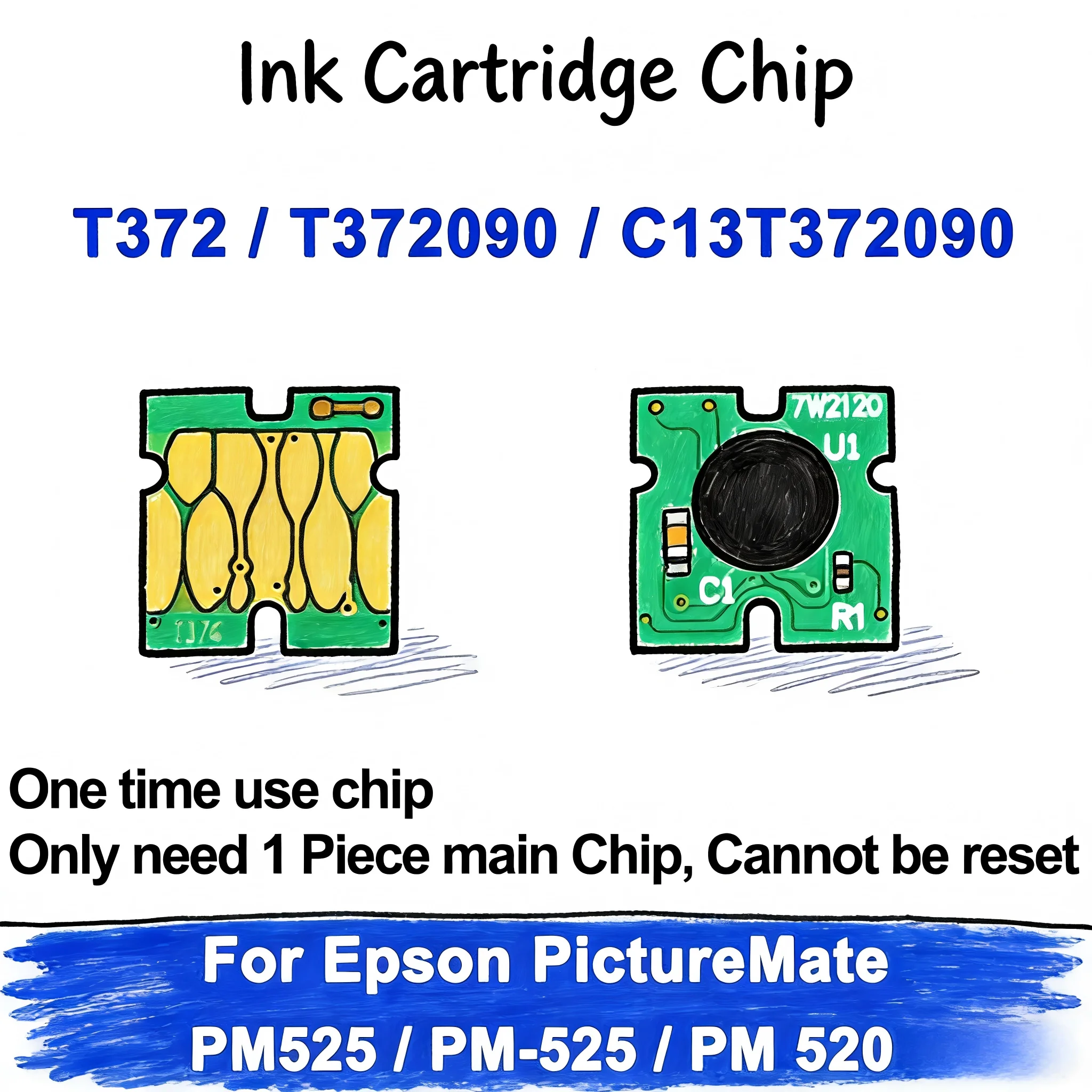 Compatible T376 T376020 Refill Ink Cartridge Chip 4-Color Set for Epson PictureMate PM525 PM-525 Printer Disposable Chip