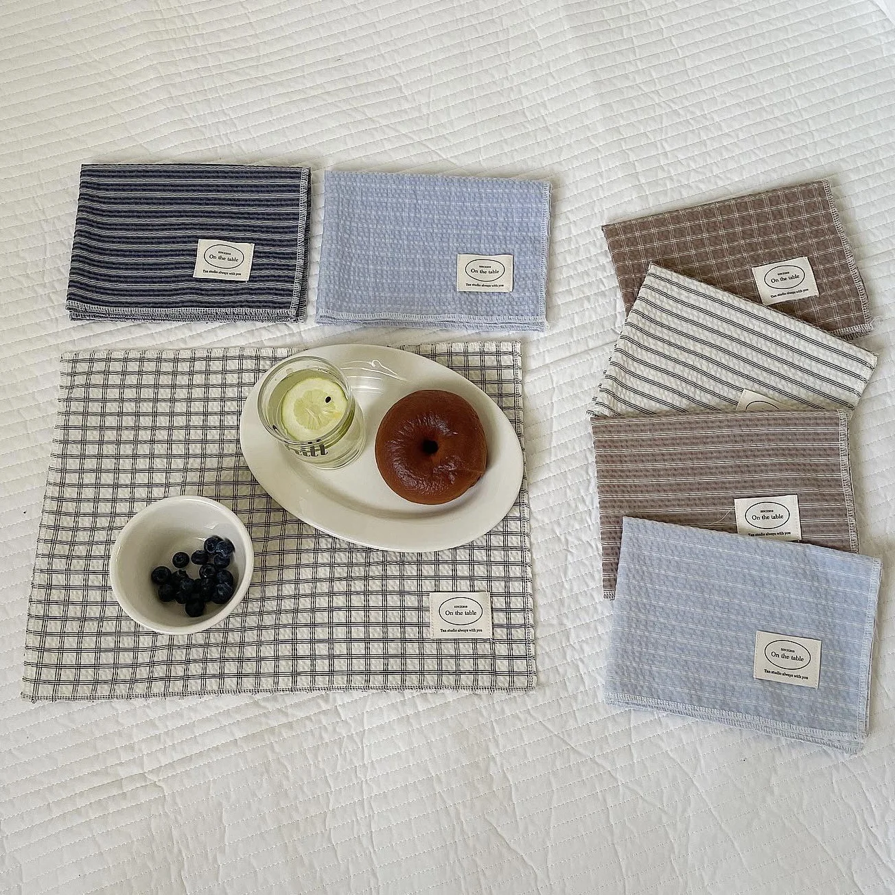DIY Instagram-style Lowsaturation Plaid and Striped Placemats—versatile Checkered Rectangular Heat-resistant Tablecloths Napkins