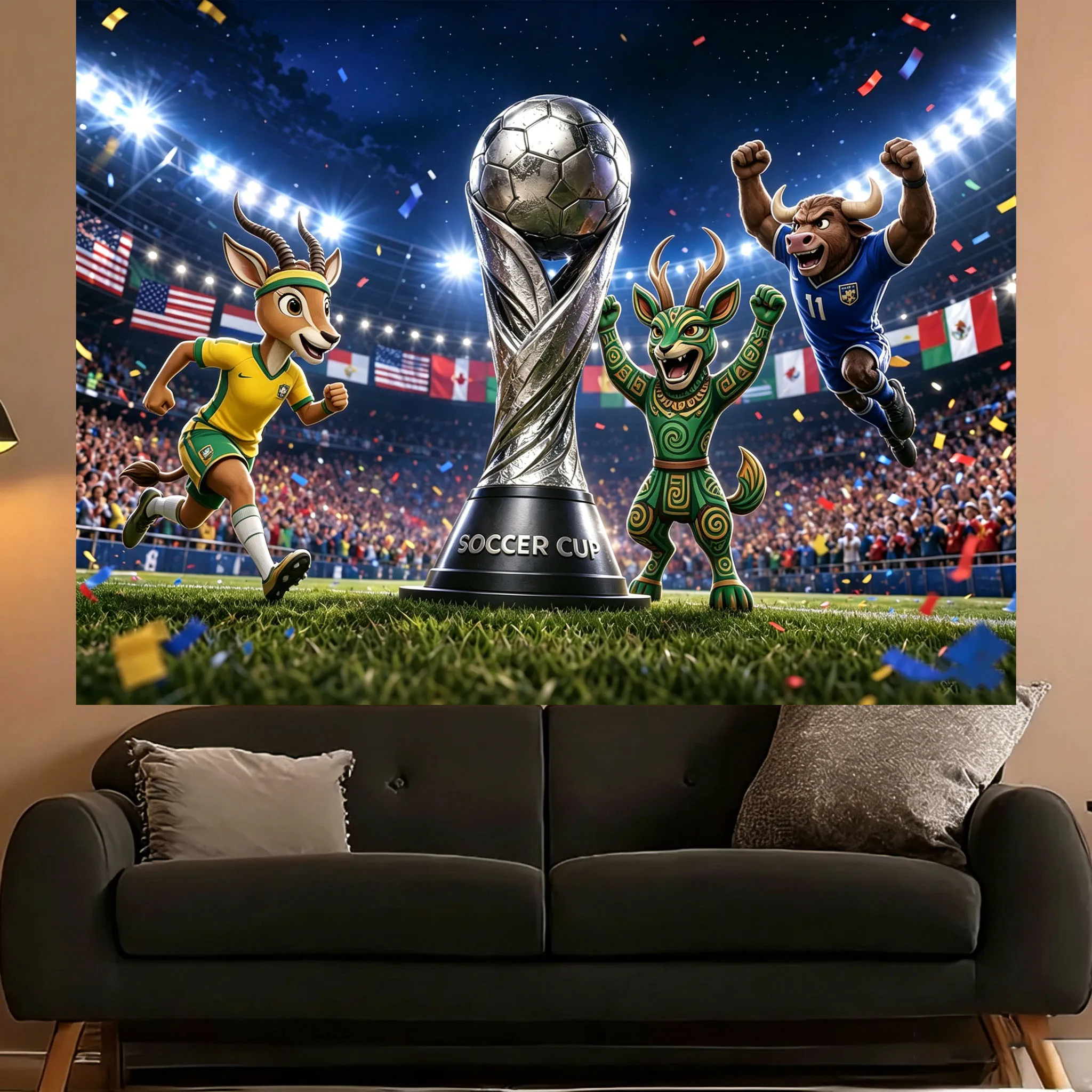 Soccer CUP 2026 Spectator Large Wall Tapestry 2026 Football Theme Tapestry Cool Room Stuff Gift For Friend Suitable For Bedroom
