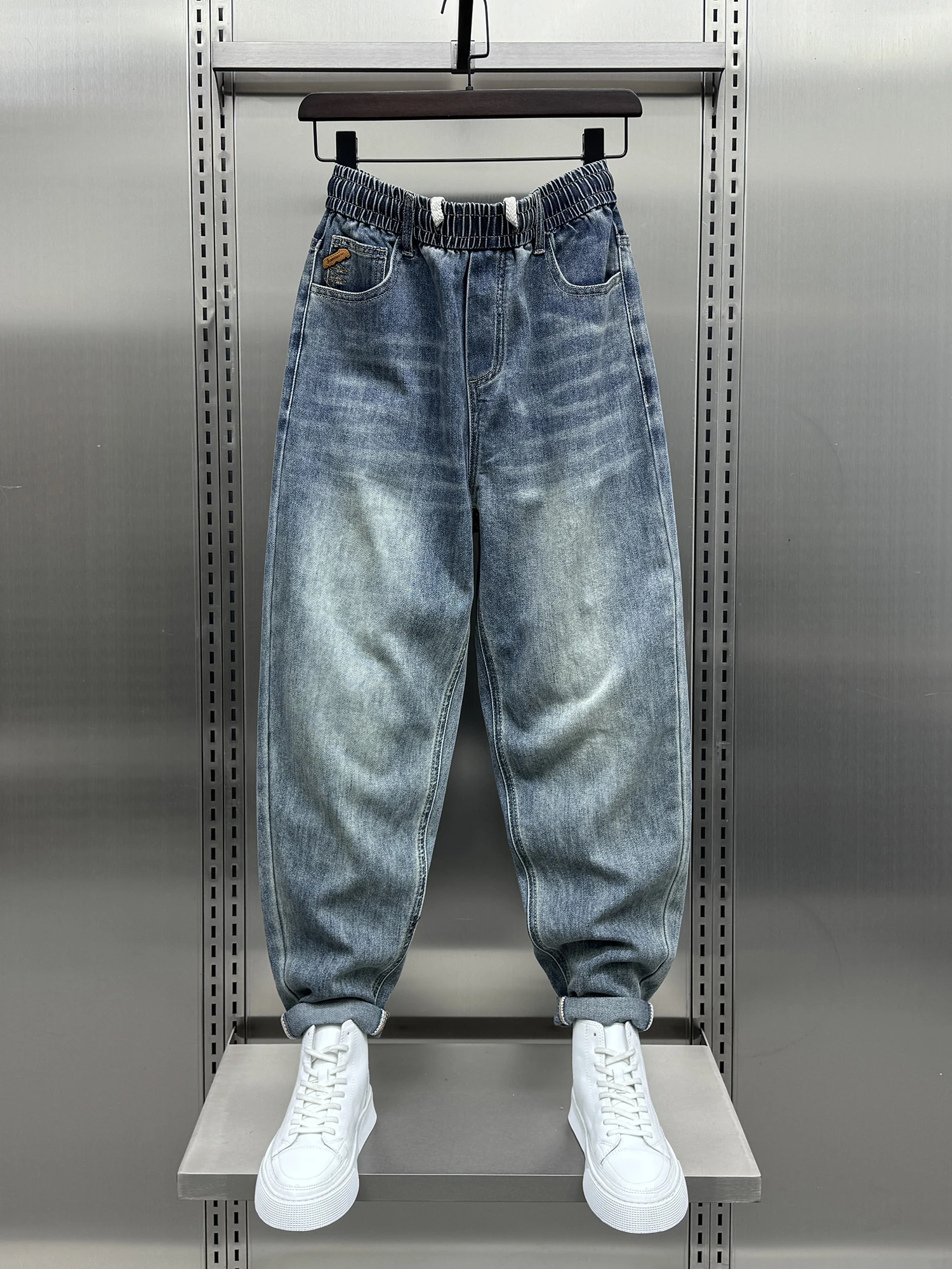 

Мужские джинсы в стиле ретро, весенняя новинка, свободные брюки-харлан в корейском стиле, узкие, длинные, молодежные, модные, износостойкие, свободного кроя