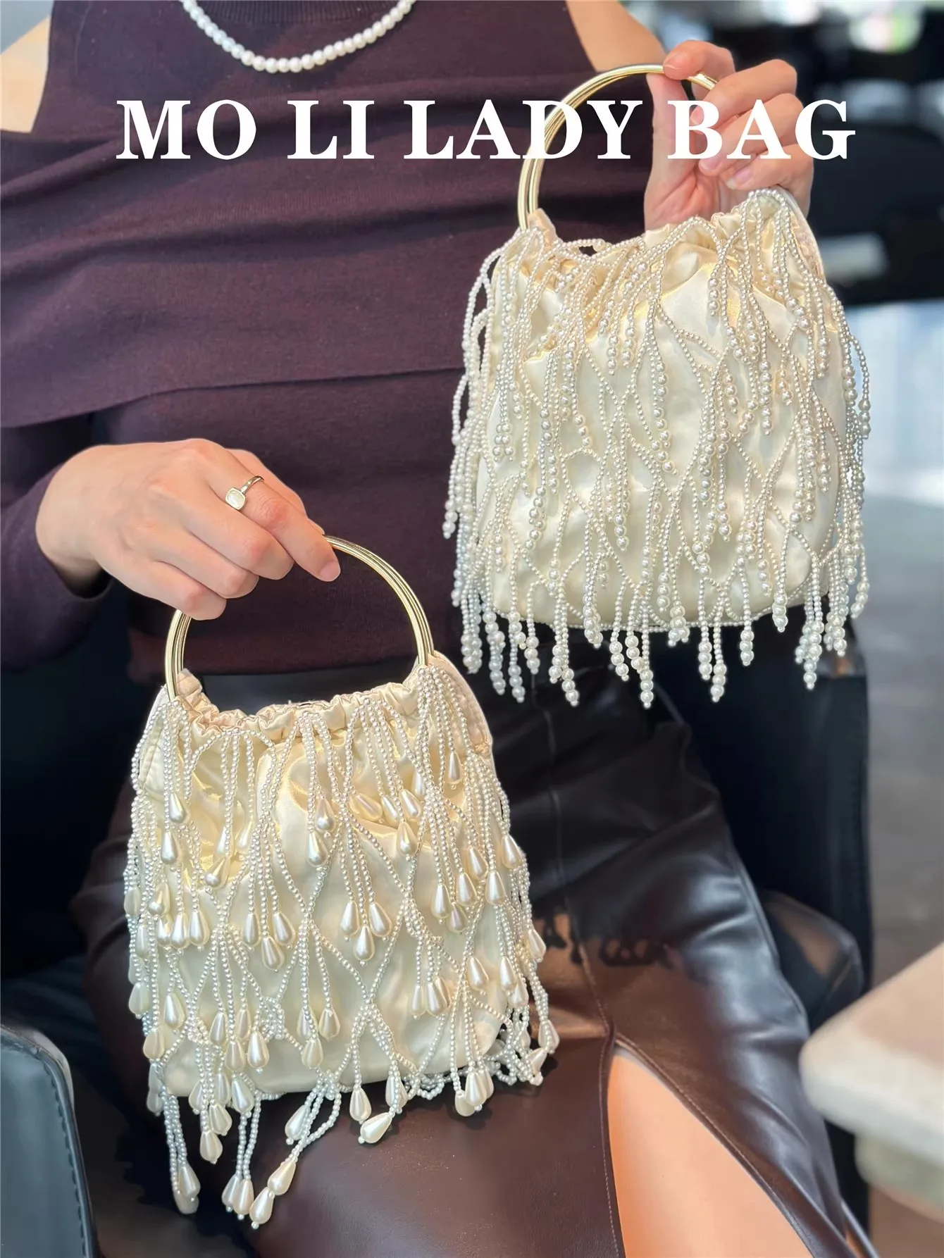 

Beads Beading Tassel Evening Bag Luxury Fashion Women Handbag Wedding Party Clutch Purse Exquisite Banquet Bag Crossbody Bag