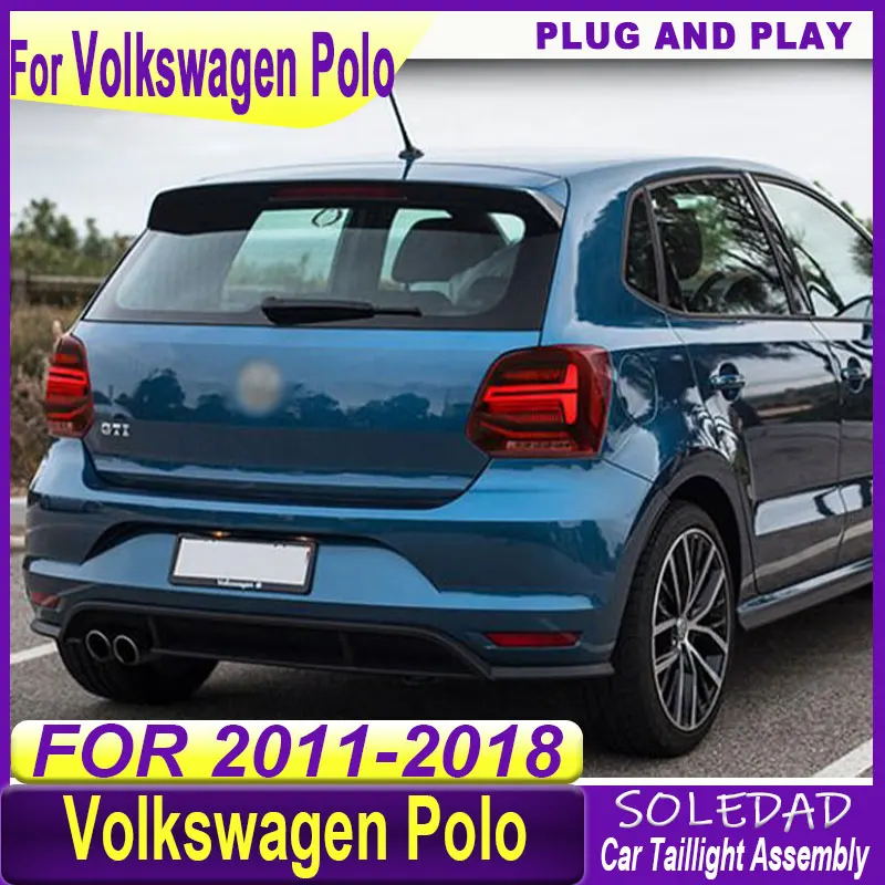 Car Tail Light Assembly For VW Polo 2011 2012-2018 Tail Lamps Plug and Play with LED Dynamic Turning Rear Bumper Taillights