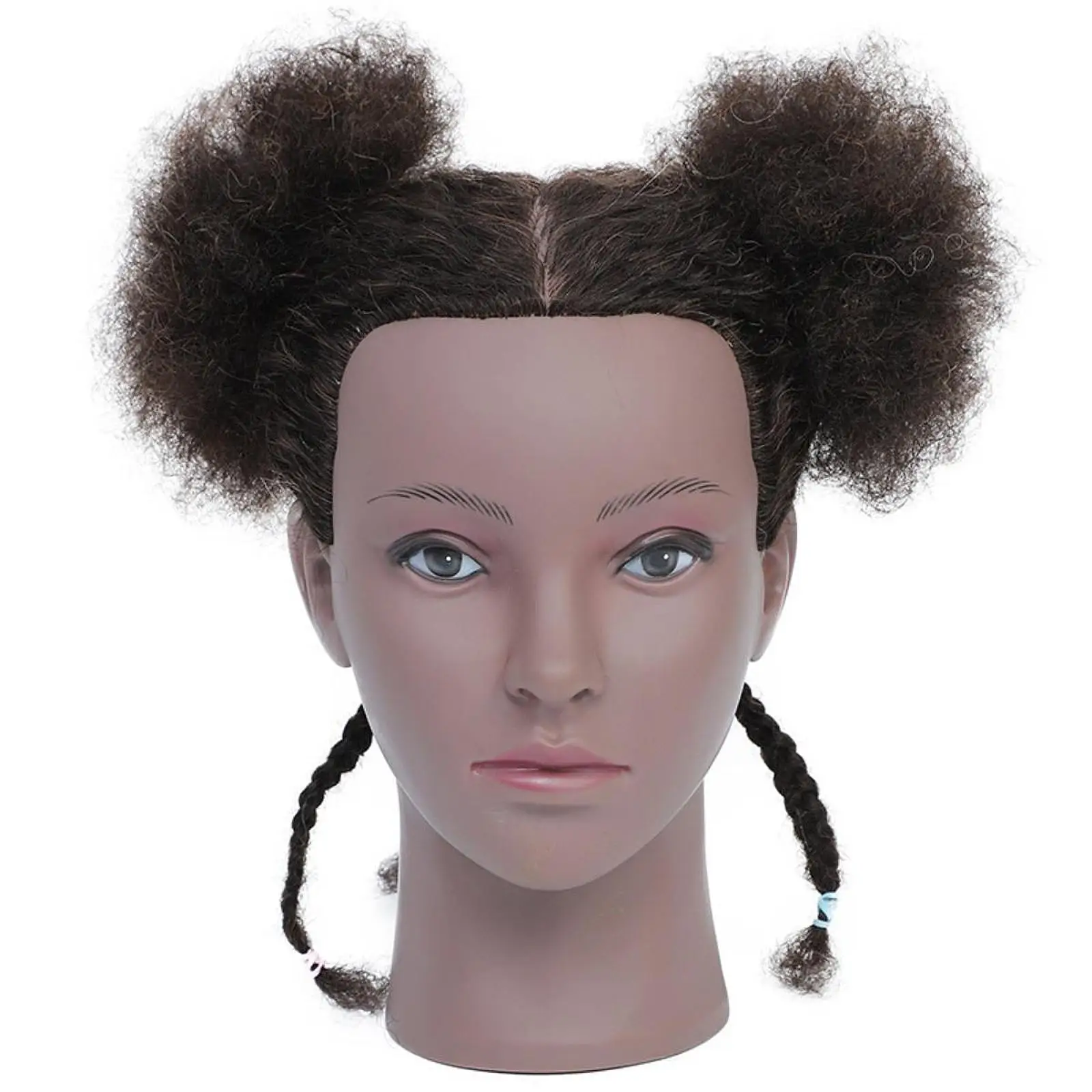 African Mannequin Head Curly Cosmetology Doll Head for Hair Styling Practice