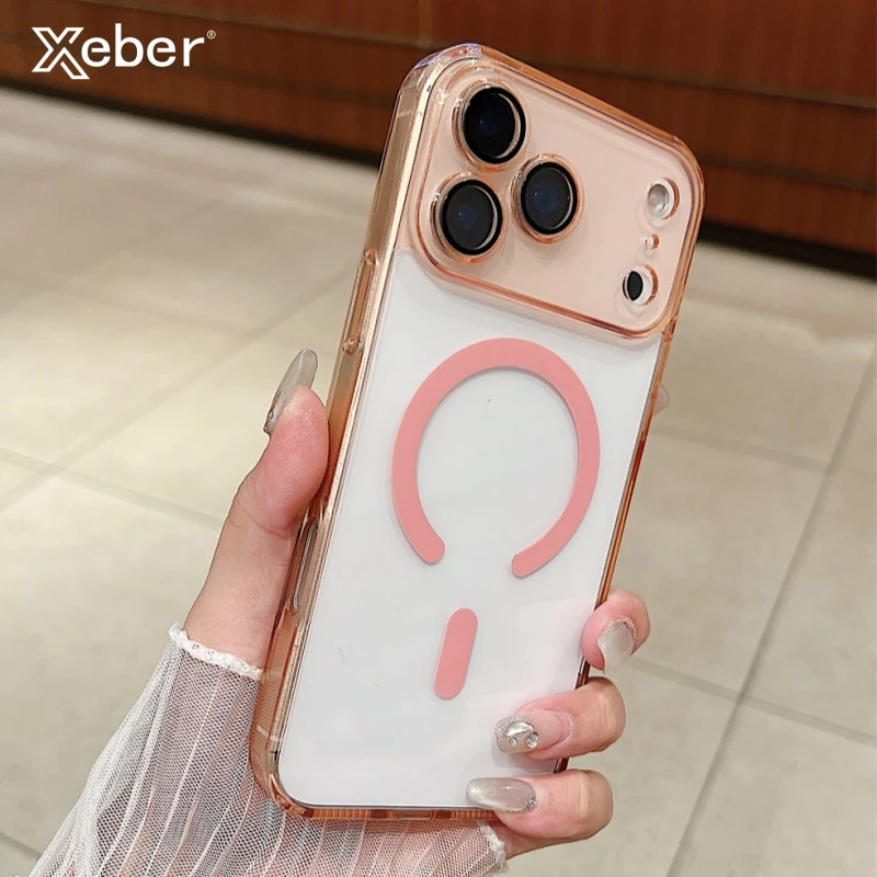 Transparente Luxus Magnetische Für Magsafe Fall Für iPhone 17 16 15 14 13 12 11 Pro Max Plus Candy Farbe Acryl Objektiv film Abdeckung
