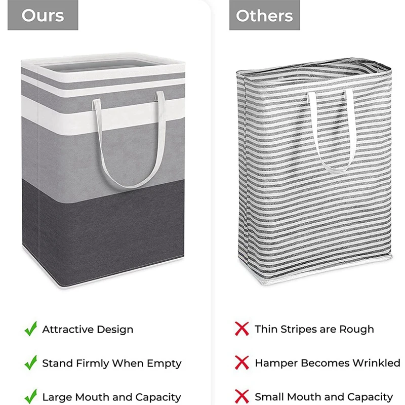 2-Pack Laundry Hamper With Extended Handles For Clothes Toys In The Dorm And Family