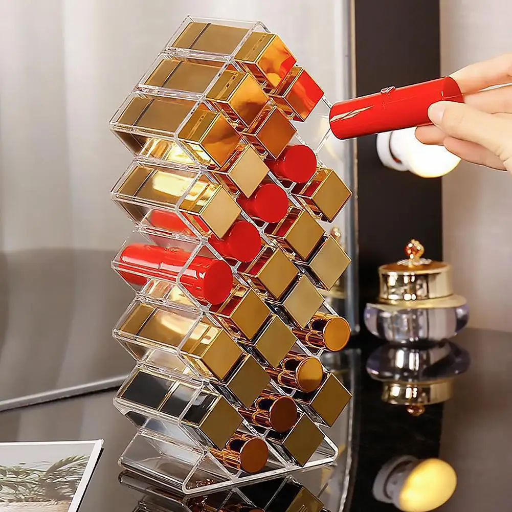 New Cosmetic Lipstick Jewelry Box Makeup Brushes Holder Lipstick Storage Box Acrylic Makeup Organizer Storage Case