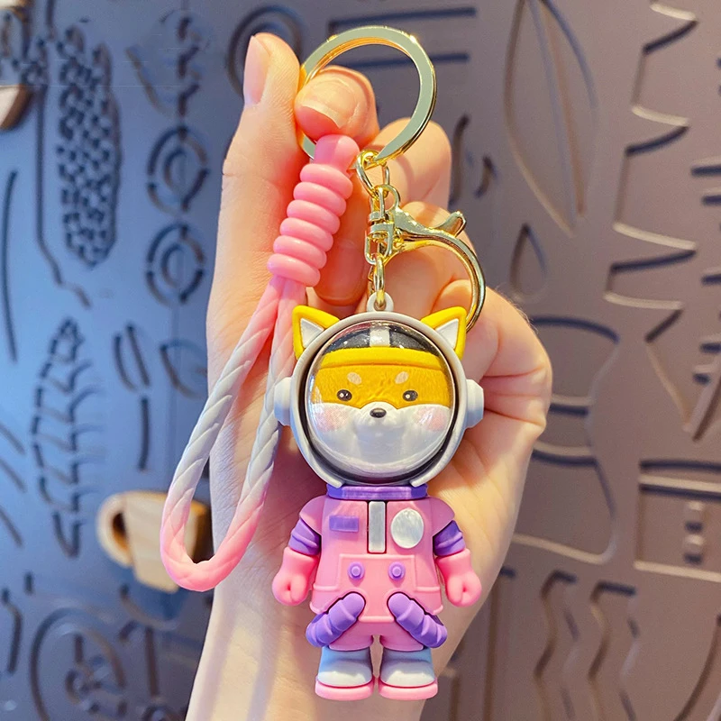 Cartoon Wear Space Suit Bear Astronaut Keychain Female Cute Trend Spaceman Pink Pig Wink Panda Doll Car Key Chain Couple Keyring