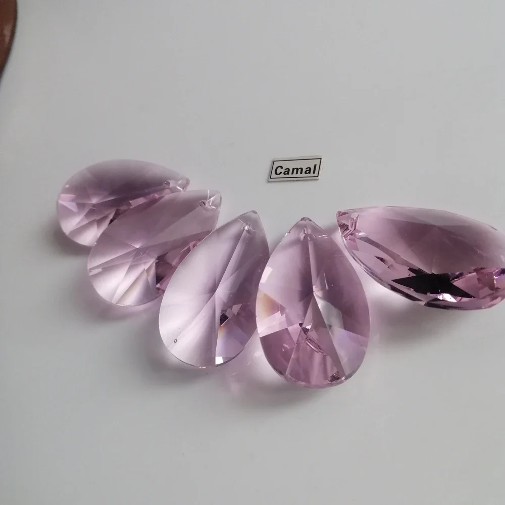 Camal 5 SZTUK 38mm Różowe Kryształowe Zawieszki w Kształcie Gruszki Pryzmaty Koraliki Wiszące do Żyrandoli Lamp Ślubnych Części Dekoracyjne do Domu