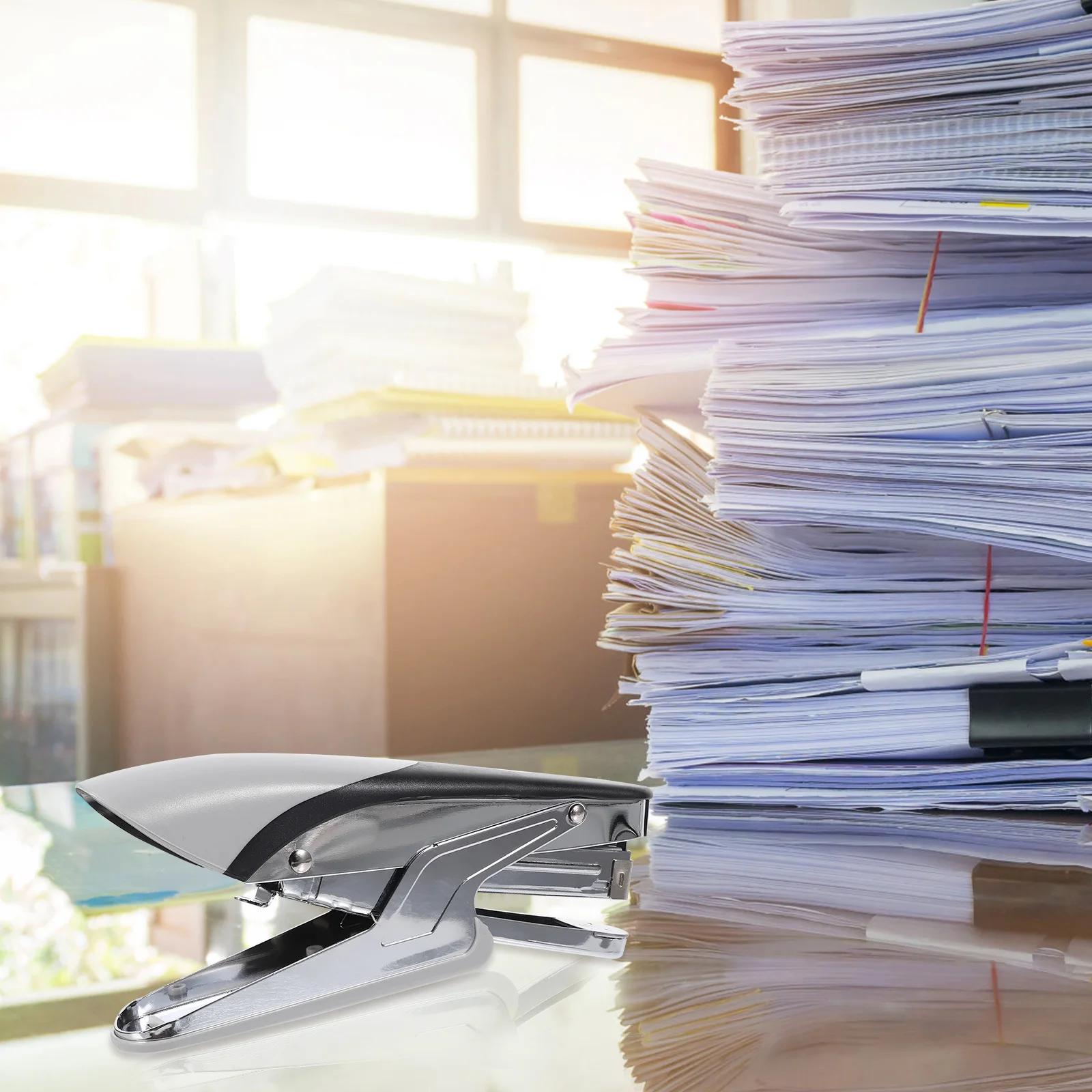 

No-Jam Hand Grip Metal Stapler Heavy Duty Office School Warehouse Stapler Handheld Book Paper Fastener Sturdy Large