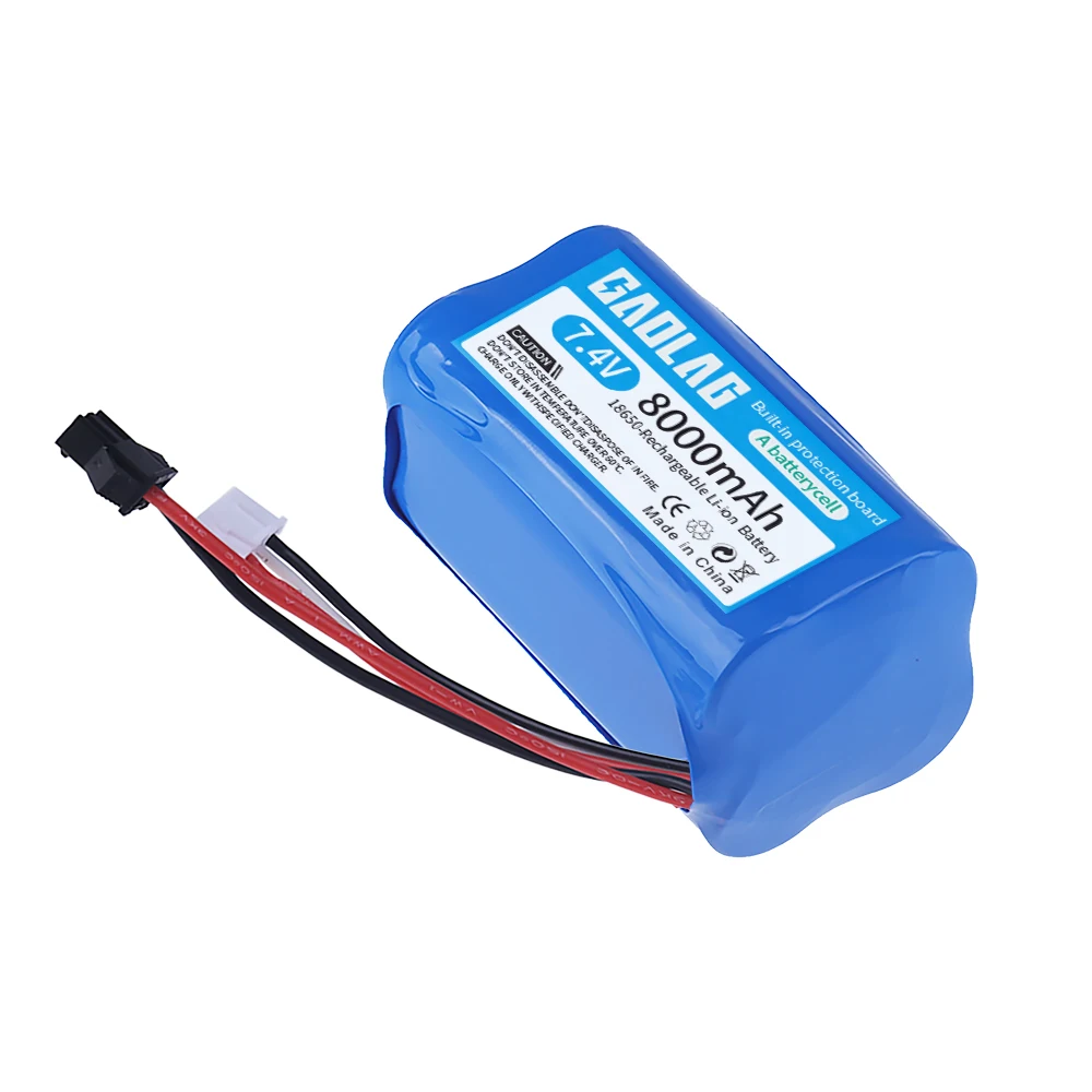 7.4V 8000mAh Li-ion rechargable battery SM/USB charger for MN99S D90 U12A S033g Q1 H101 H103 RC Electric Construction Excavator