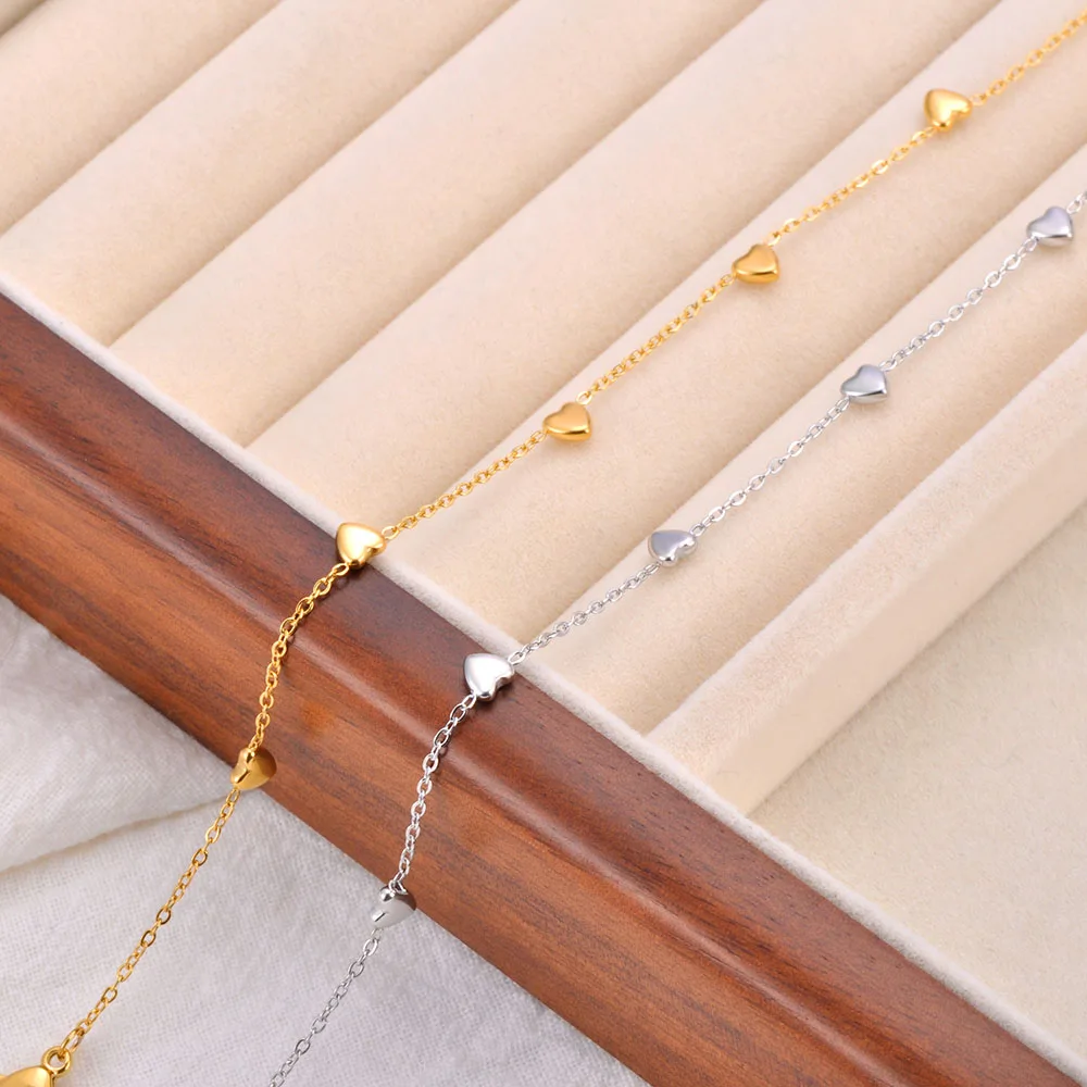 Lokaer Official Style Small Dainty Mini Heart Chain Bracelets Jewelry for Women 18K Gold Plated Stainless Steel Bracelet B24058