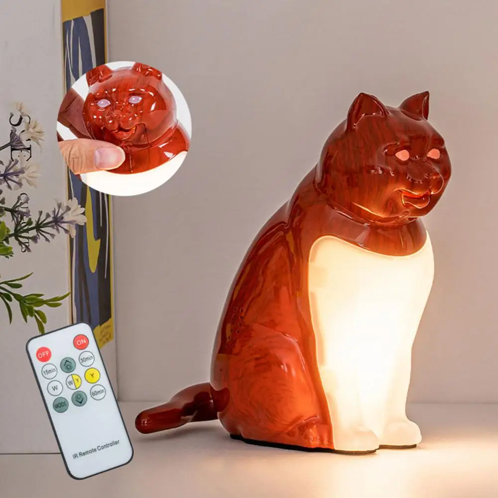 

Cat-Shaped Night Light with Aromatherapy Bedside Table Lamp with Sound Function Rechargeable Soft Warm Glow Decorative Figurine