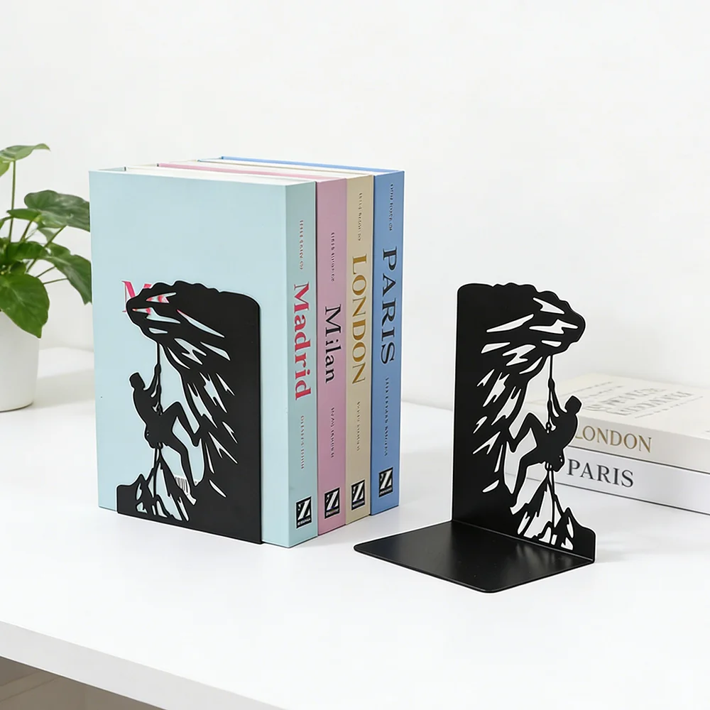 

Rock Climbing Metal Bookends for Shelves, Modern Decorative Heavy Duty Study Book Support Stoppers for Office, Desk, Room