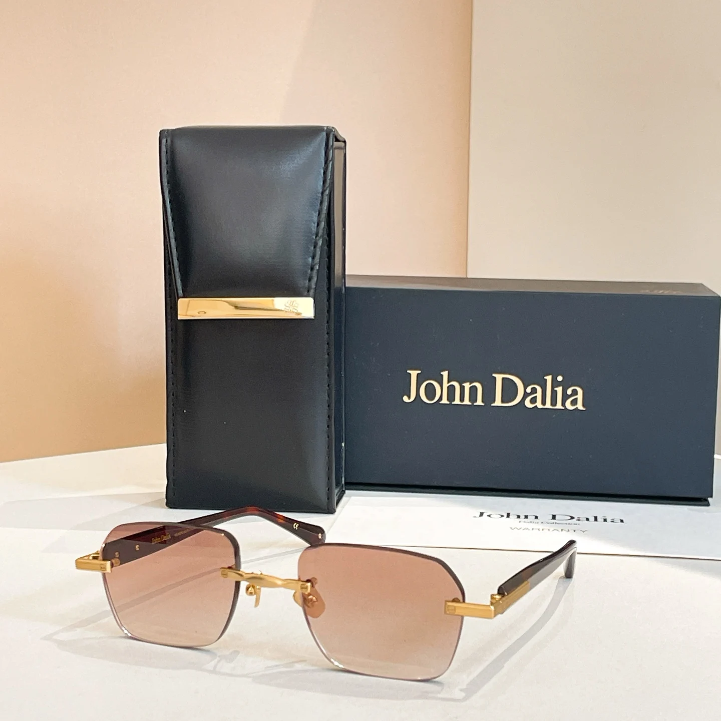 Originele ontwerper voor JOHN DALIA JD DWAYNE Luxe mannen vrouwen zonnebril randloze premium mode UV400 unisex brillen met doos