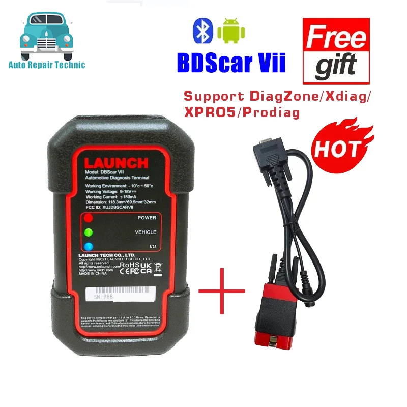 X431 DBScar VII VCI DBScar 7 Bluetooth Connector Support CANFD DOIP Protocols Work with Launch X431 V Car Diagnostic Scan Tool