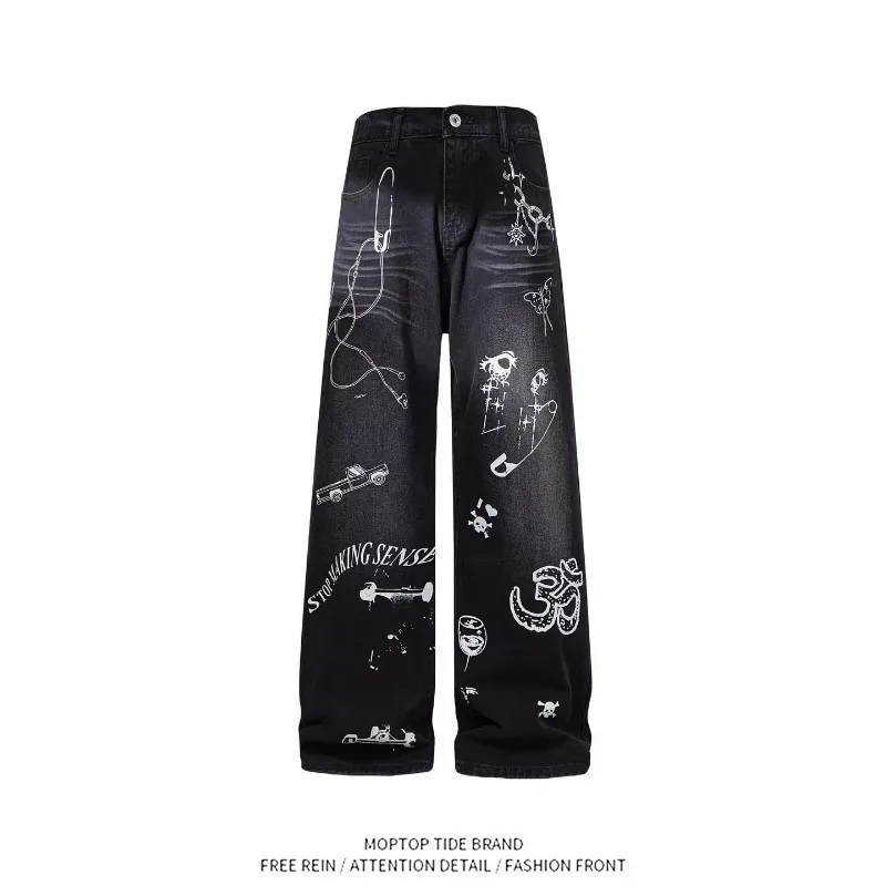 

Универсальные, модные, новые, популярные, художественные, простые, в стиле Харадзюку, стильные, в японском стиле, прямые джинсы