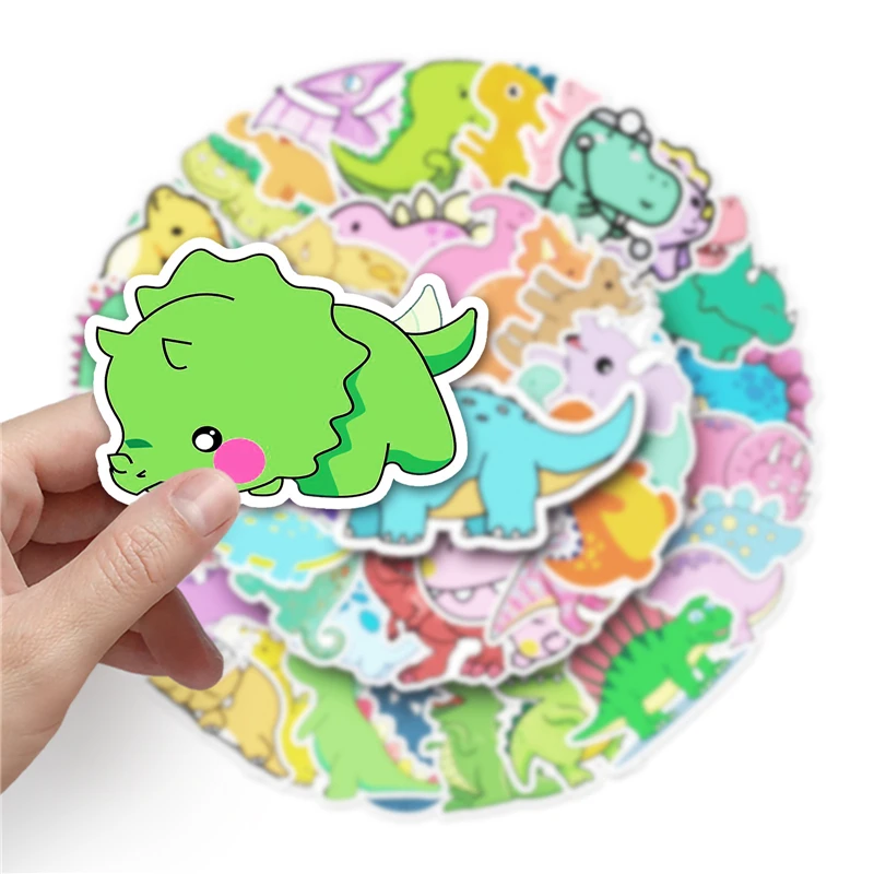 50 Stuks Kleine Dinosaurus Stickers Paster Stripfiguren Anime Film Decals Scrapbooking Diy Waterdichte Decoraties