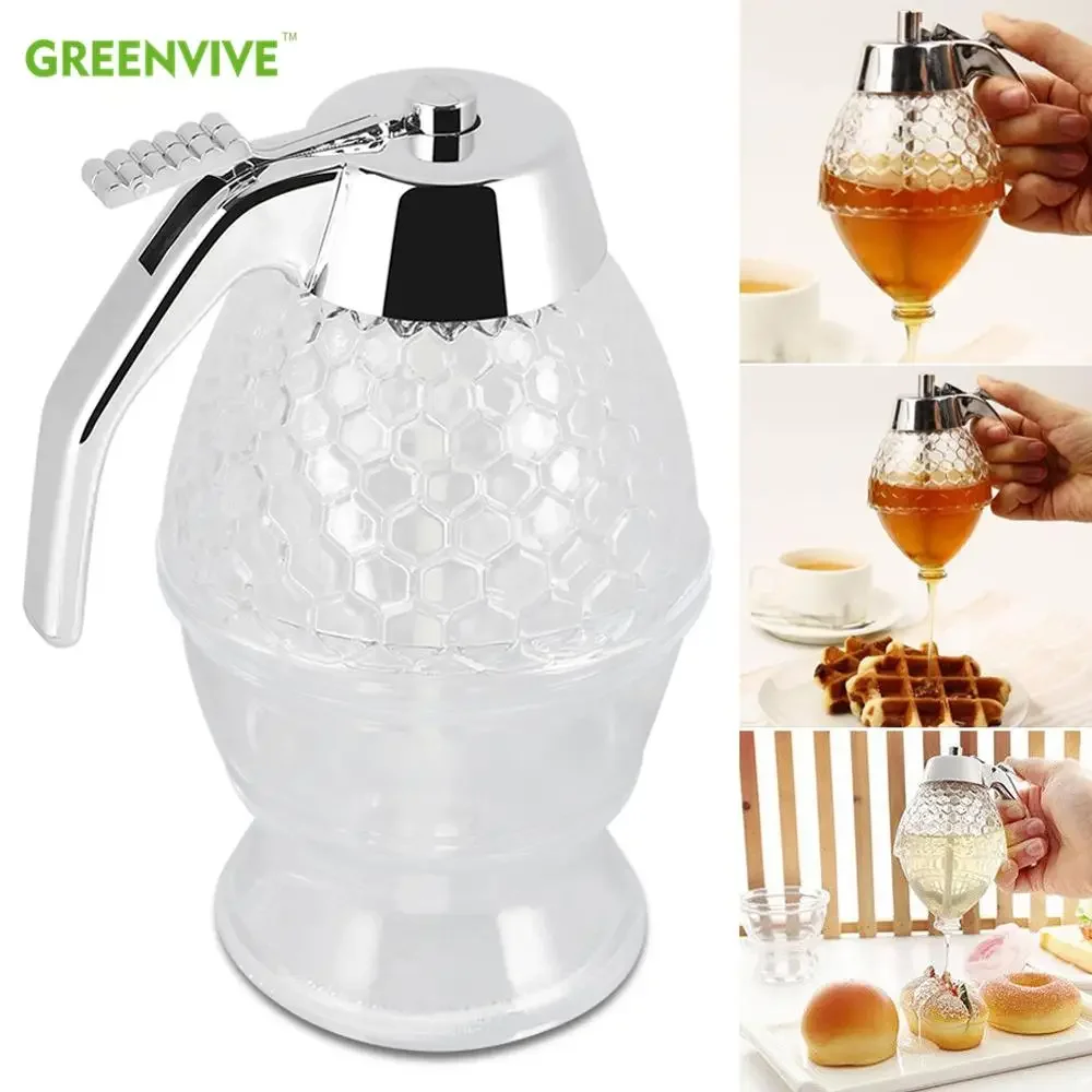 Honey Juice Syrup Cup Bee Drip Dispenser Kettle Kitchen Accessories Honey Jar Container Storage Pot Stand Holder Squeeze Bottle