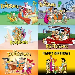 Flintstones Birthday party Cartoon Background Custom Decorate Banner Field Baby Shower Children's Gifts Photography Background