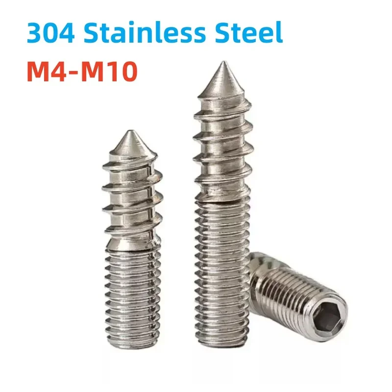M4 M6 M8 M10 304 Stainless Steel Hexagon Socket Double Pointed Tail Self Tapping Screw Furniture Fixing Self Tapping Screws