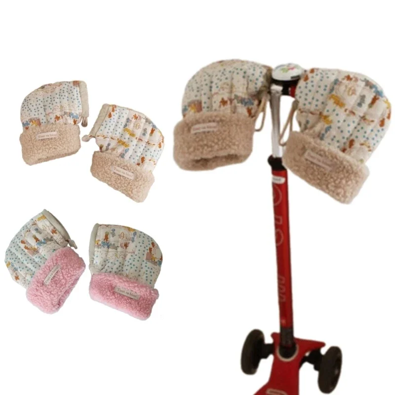 Children's Scooter Gloves Bicycles Warm Plush Mittens Baby Balance Bike Gloves Antifreeze Riding Hand Muffs for Outing