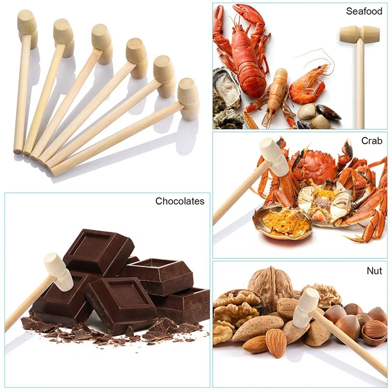 20Pcs Wood Hammers, Wooden Hammer For Chocolate, Multi-Purpose Solid Natural Mini Wooden Hammer For Seafood Crab Lobster Limited