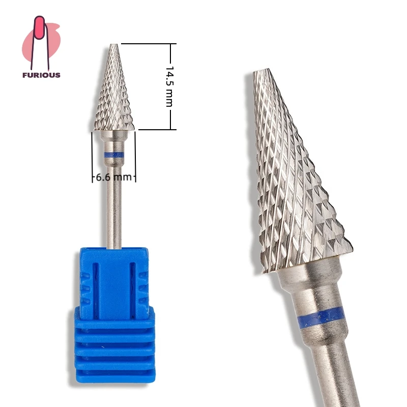 Punta da trapano per unghie con punta affusolata in carburo di alta qualità da 3/32 '' per manicure pedicure gel per cuticole rimozione lucidatura salone di casa