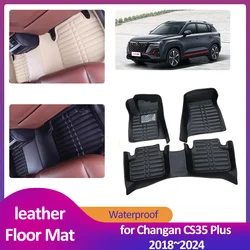 Car Floor Mat for Changan CS35 Plus 2018~2024 2019 2020 Leather Foot Inner Liner Waterproof Carpet Pad Custom Rug Accessories