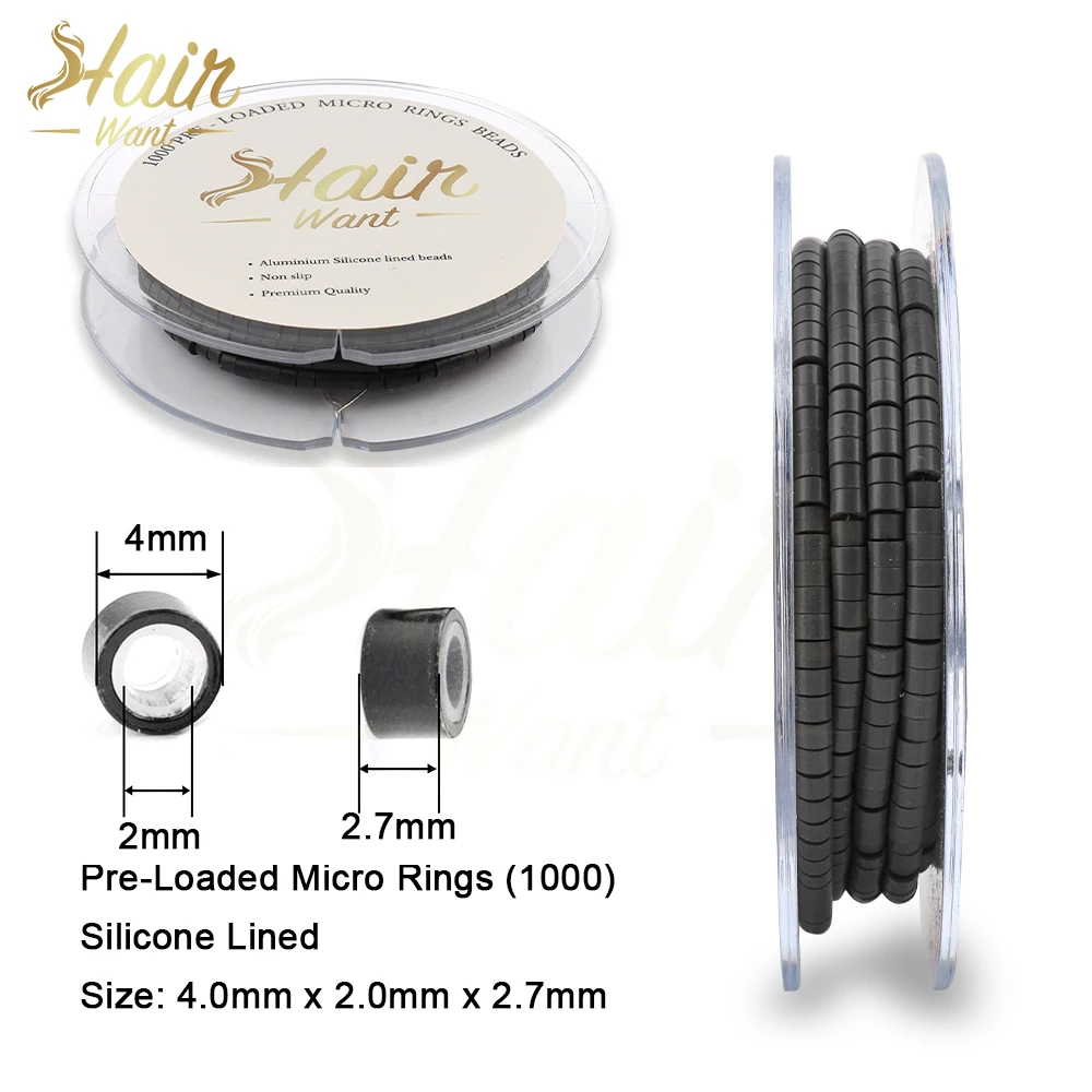 Hair Want 500 Stuks Hair Extensions Kralen Micro Links Kralen 4Mm Kralen Voor Micro Siliconen Kralen Voor I Tip Hair Extension Kralen