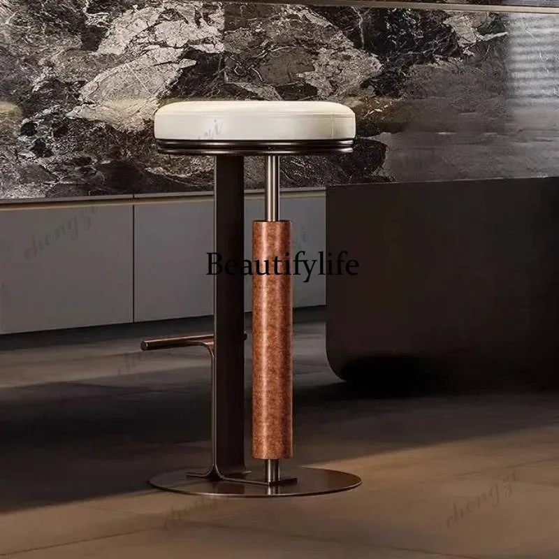 DD Balcony Decorative Bar Chair Modern Elegant Beige Pliable Luxury Bar Chair Island Height Bancos De Barra De Cocina Bar Furnit