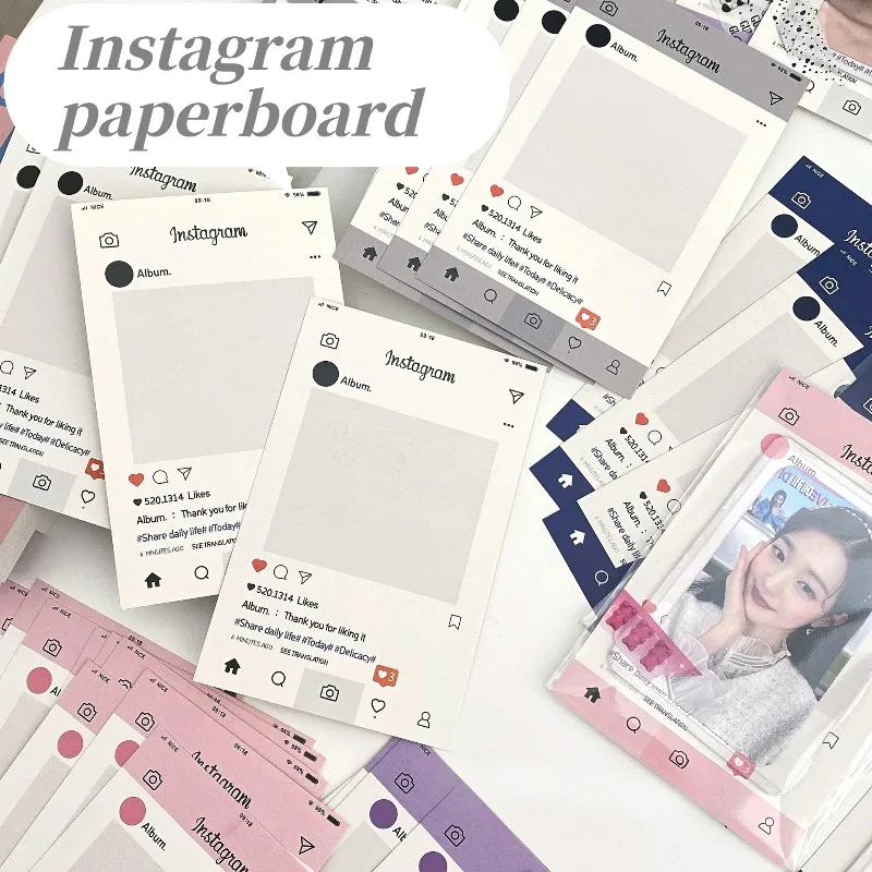 10Pcs Korean Instagram Social Media Frame Back Card for Small Card Kpop 3-inch Photocard Fixed Deco Background Card Packaging