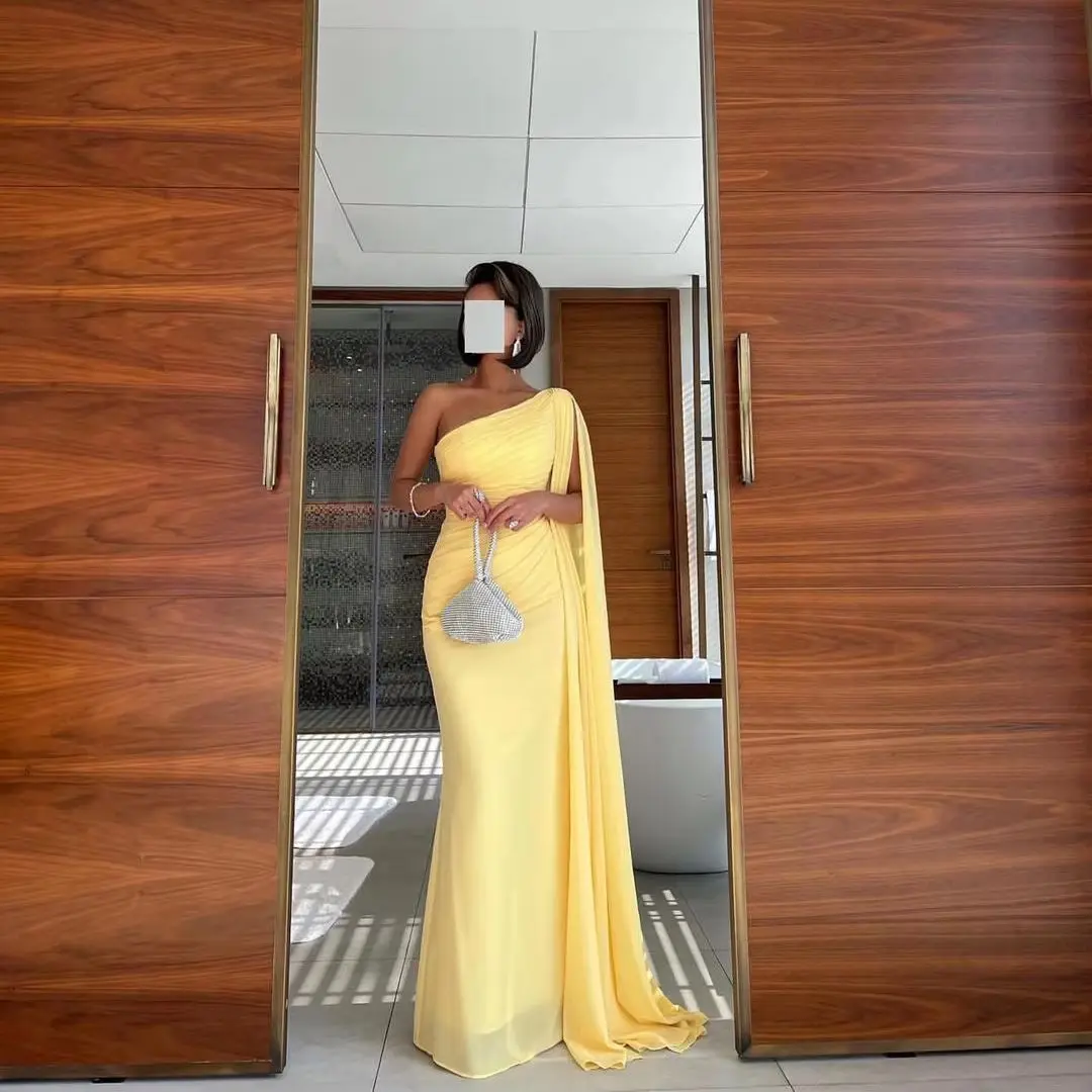 

Elegant Mermaid Evening Floor Length Party Gowns Saudi Arabia One Shoulder Prom Dresses Bow Women's Formal Customized 2025